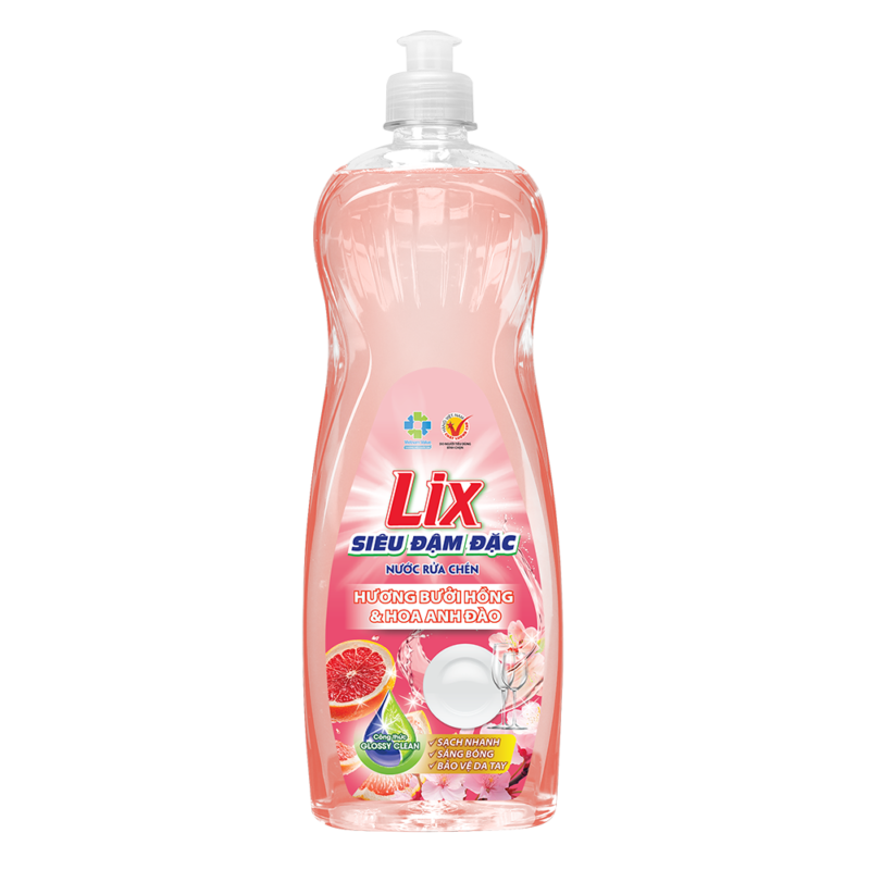Nước Rửa Chén Lix Siêu Đậm Đặc Hương Bưởi Hồng & Hoa Anh Đào